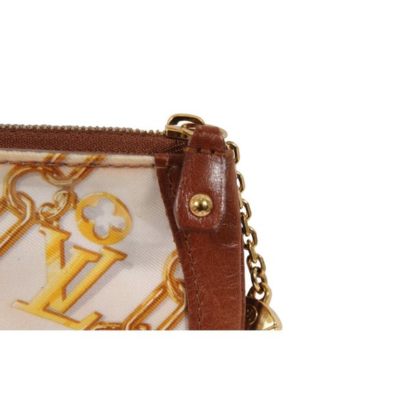 Louis Vuitton LV Logo Monogram Charm Coin Purse Brown Leather Gold Belt Clip - Picture 5 of 10
